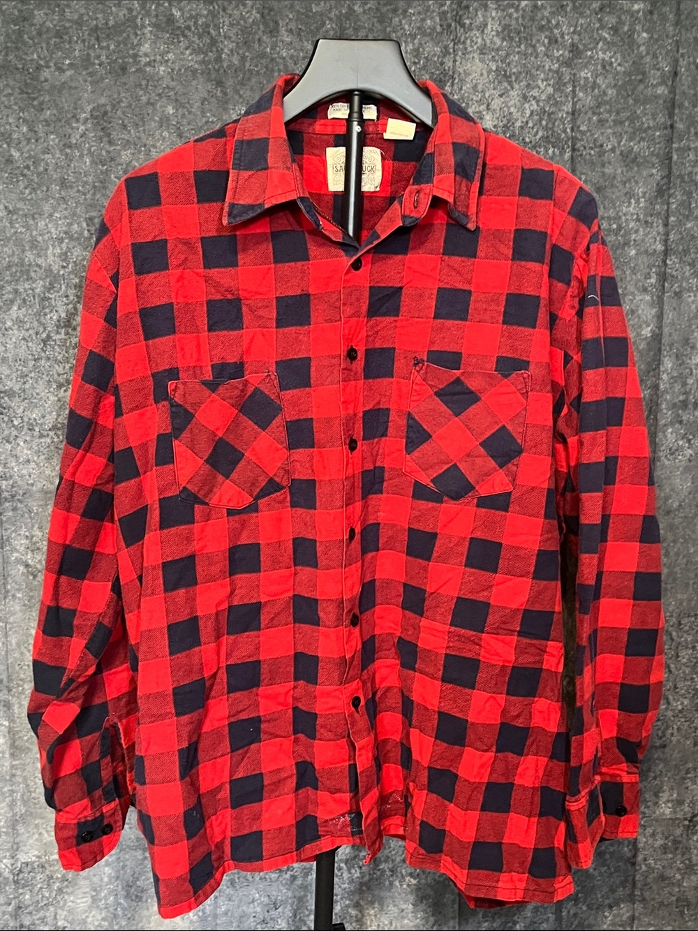 Men's Red and Black Buffalo Check Button-Down Shirt